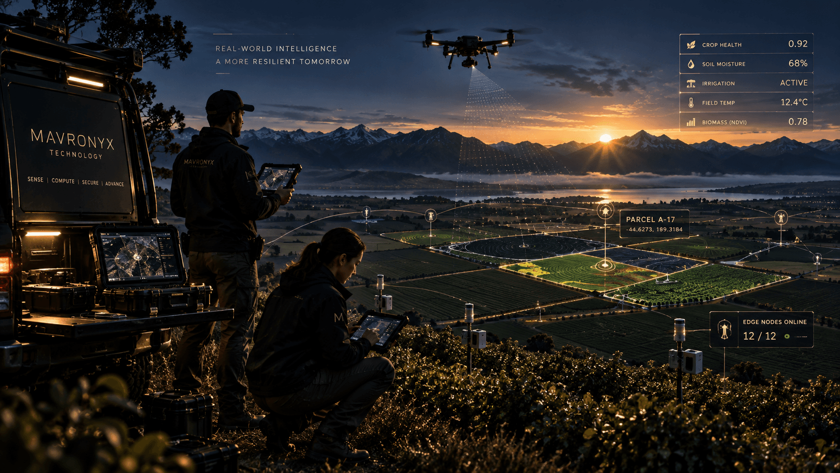 Precision agricultural mapping and edge sensing concept with autonomous aerial sensing over farmland