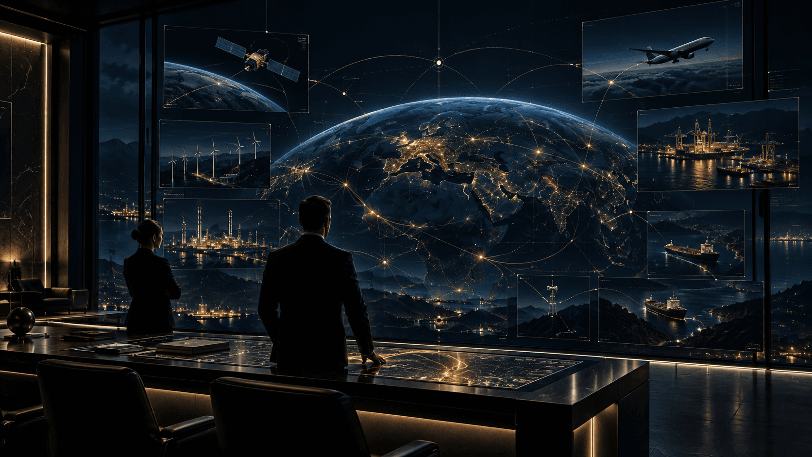 Concept visualization of strategic oversight and interconnected systems